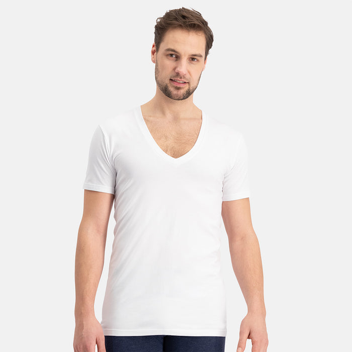 Slimfit T-Shirts Vigo Diepe V-hals - Wit