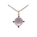 Smooth Rose Quartz and Amethyst Pendant in 14K Gold