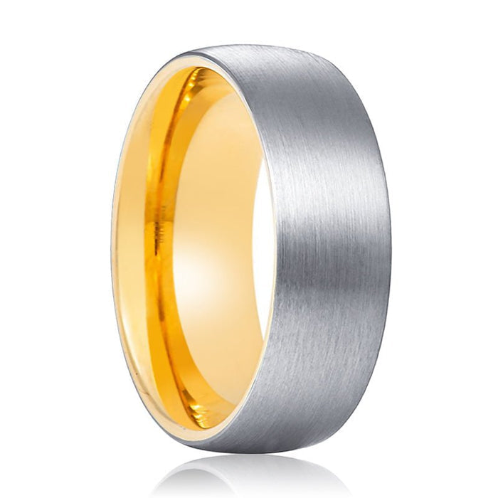 SOLAR | Gold Ring, Silver Tungsten Ring, Brushed, Domed - Rings - Aydins Jewelry - 1