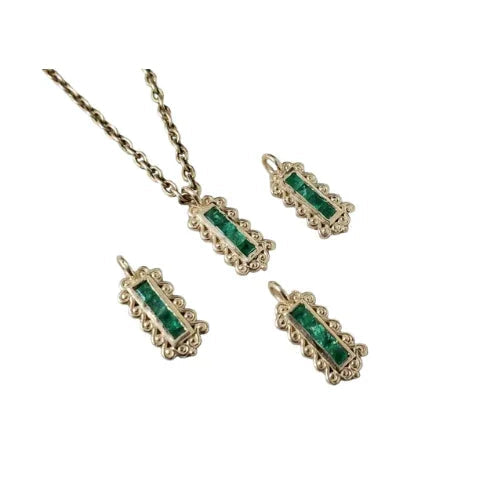 Solid 14k Gold Emerald Charm, Elegant Green Gemstone