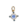 Solid Gold London Blue Topaz & Rainbow Moonstone Pendant 14k - K Jewelry Accessories