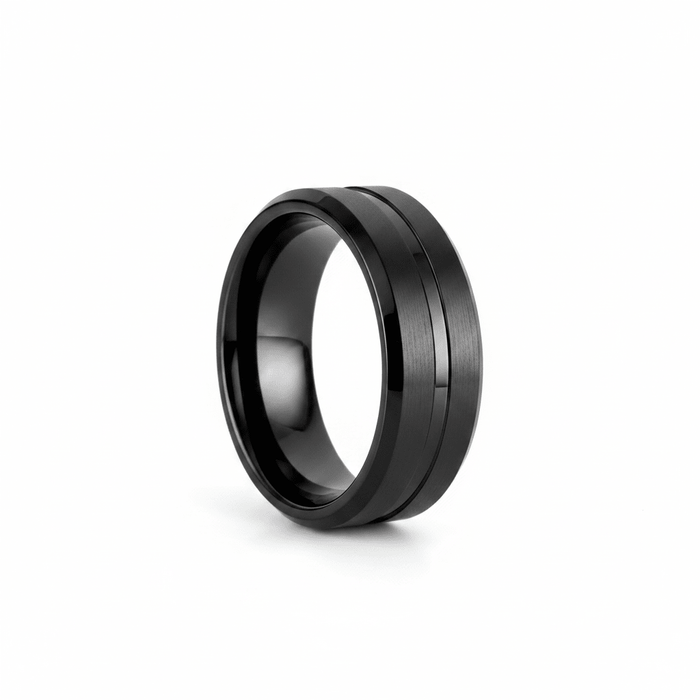 SQUAD — hero shot — men's tungsten carbide wedding ring | Aydins Jewelry
