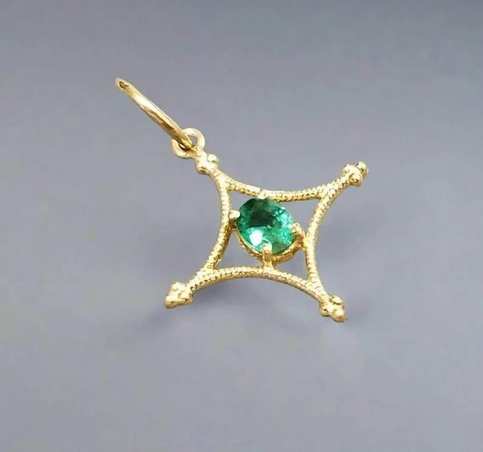 Star Shape 18k Gold Zambian Emerald Pendant For Women, Stacking Jewelry - K Jewelry Accessories