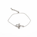 Sterling Silver Crystal Cross Bracelet Adjustable Size