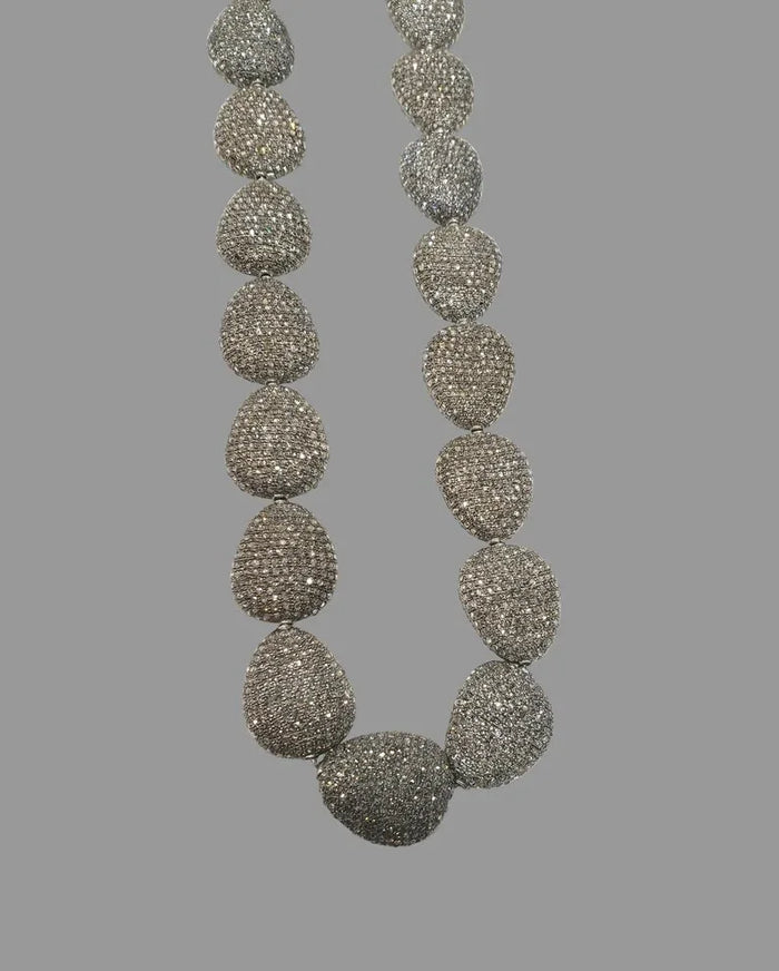 Sterling Silver Diamond Beads | Pave Tumble Spacer Beads