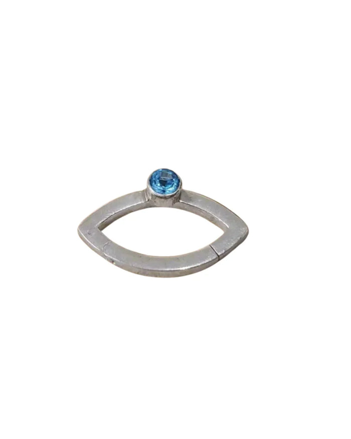Sterling Silver Eye Clasp: Swiss Blue Topaz, Handmade Jewelry Connector