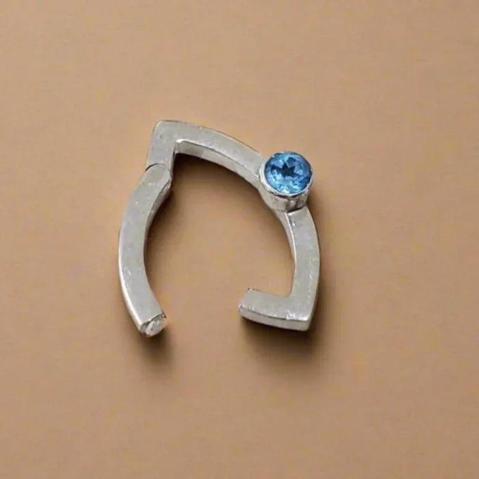 Sterling Silver Eye Clasp: Swiss Blue Topaz, Handmade Jewelry Connector