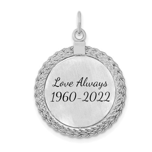 Sterling Silver Fingerprint Circle Pendant With Rope - Pendant > Fingerprint Necklace > Fingerprint Jewelry > Memorial Jewelry > Sterling Silver Fingerprint Necklace > Fingerprint Charm > Signature Jewelry > Photo Pendant > Real Photo Jewelry > - Aydins Jewelry - 5