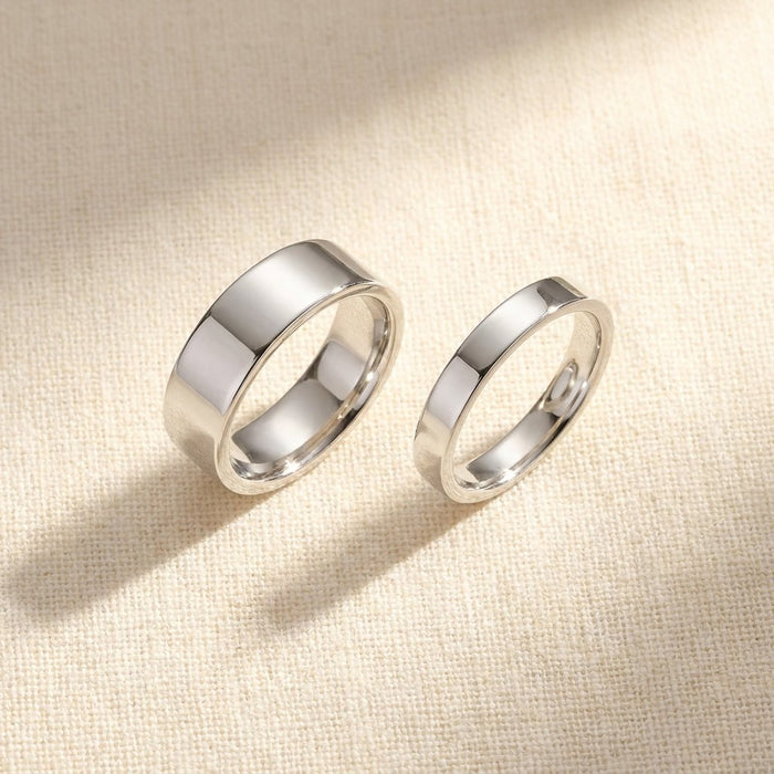 Sterling Silver Flat Comfort Fit Wedding Band his and hers matching pair