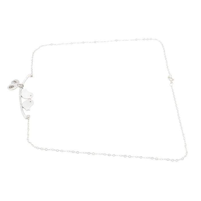 Sterling Silver Love Birds Initials E and B Necklace 18 Inches