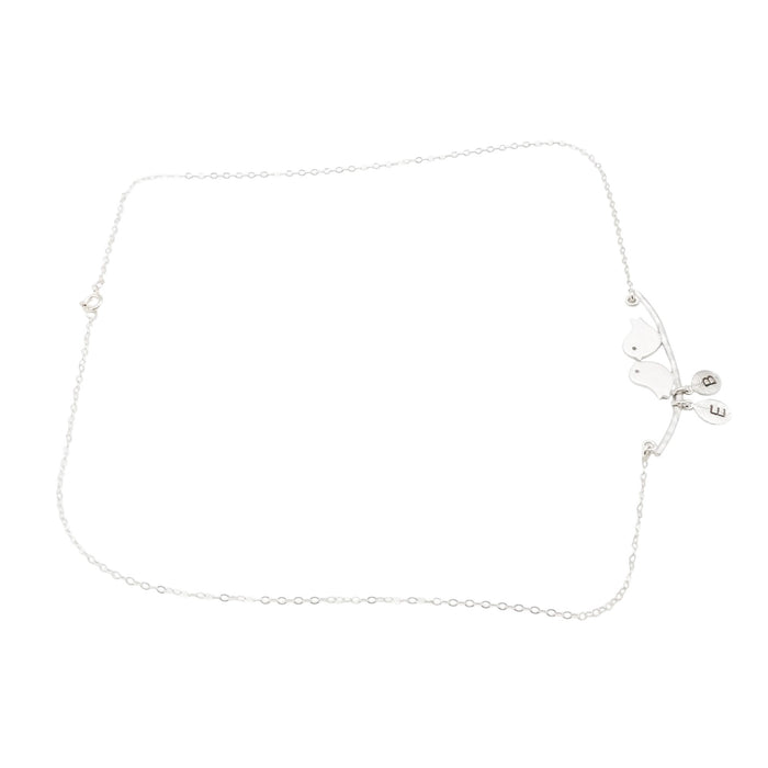 Sterling Silver Love Birds Initials E and B Necklace 18 Inches