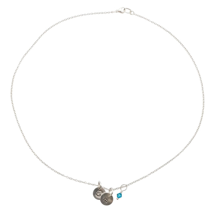 Sterling Silver Soccer Ball Initial M December Birthstone Necklace 18 Inches
