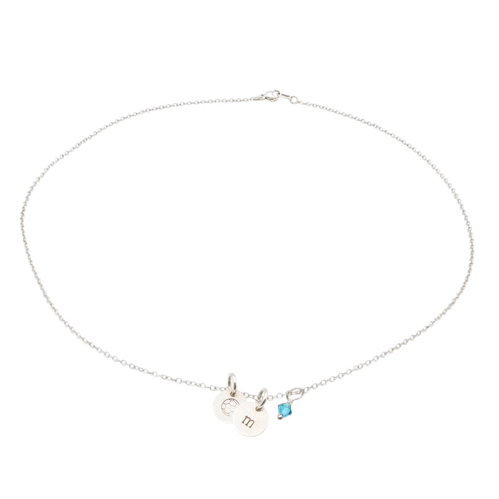 Sterling Silver Soccer Ball Initial M December Birthstone Necklace 18 Inches