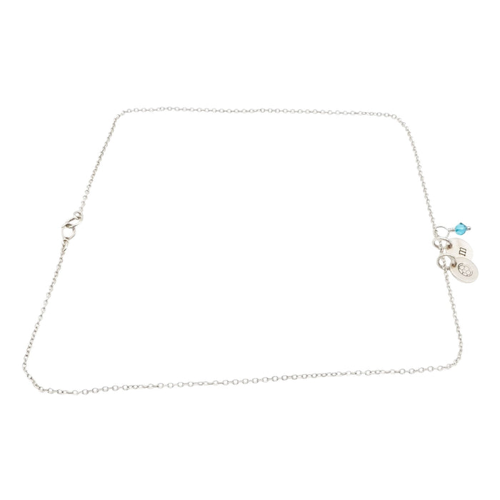 Sterling Silver Soccer Ball Initial M December Birthstone Necklace 18 Inches