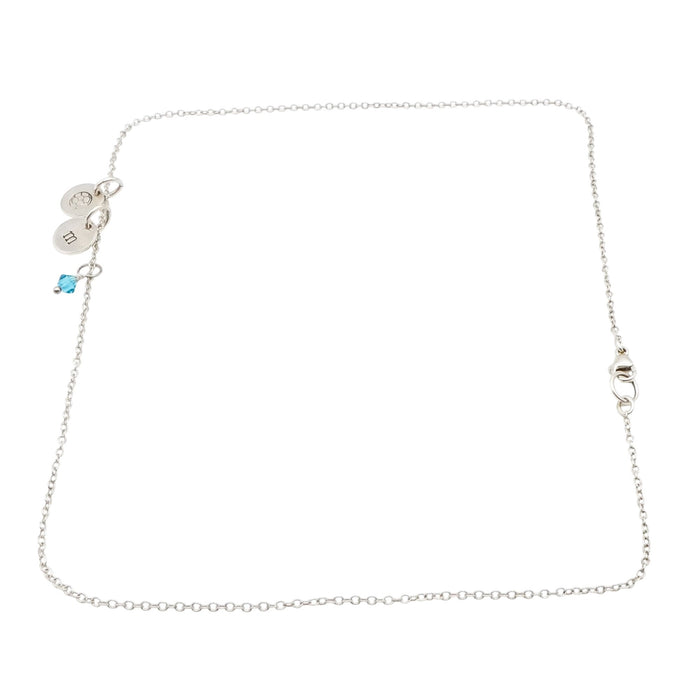 Sterling Silver Soccer Ball Initial M December Birthstone Necklace 18 Inches