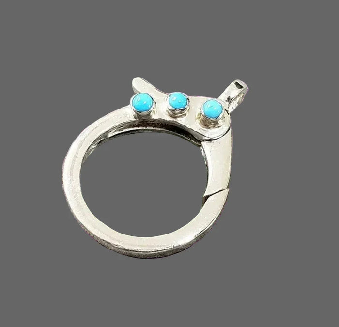 Sterling Silver Turquoise Lobster Clasp: Handmade Necklace Connector