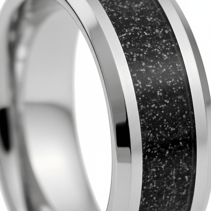 STORMIC — close-up detail — men's tungsten carbide wedding ring | Aydins Jewelry