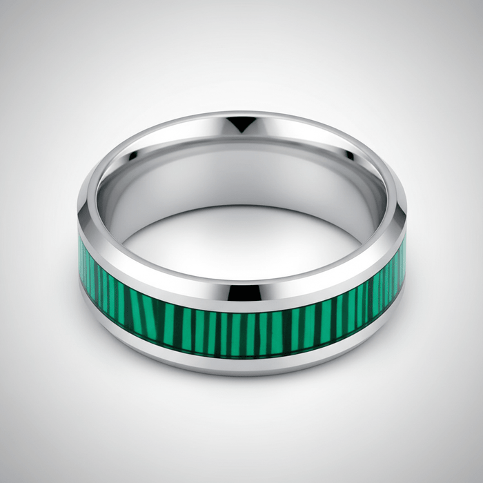 SUITLAND — Center-through axial view — men's tungsten wedding ring.