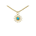 Sun Shape 18k Gold Natural Arizona Turquoise Pendant - K Jewelry Accessories