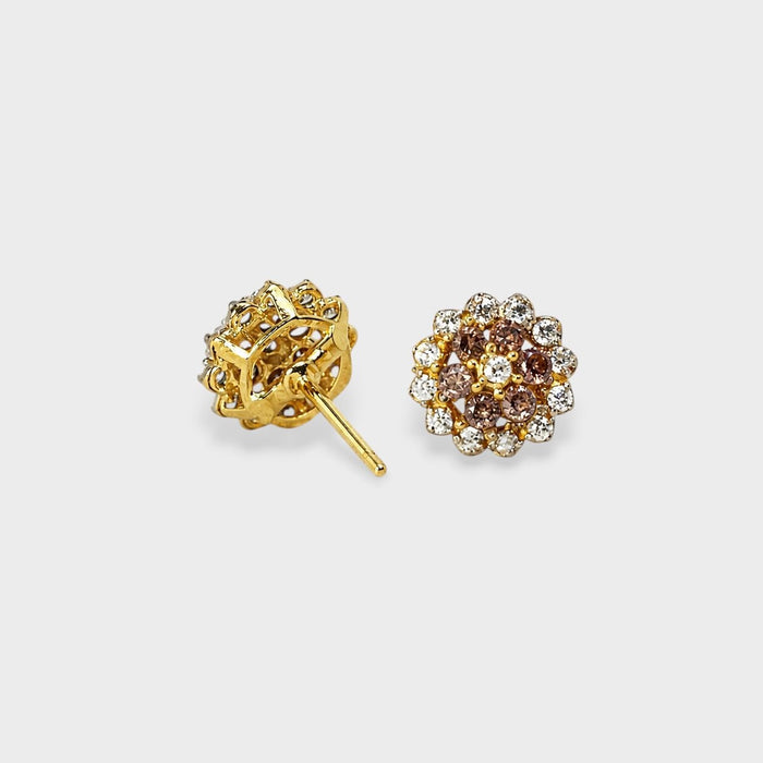 Sunlit Petal Studs (Champagne) - Monis Anas Jewellers
