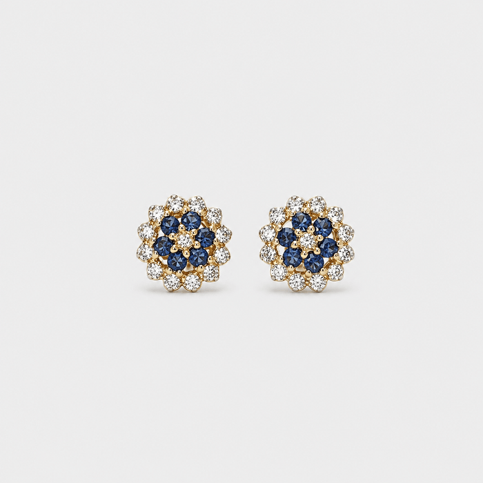 Sunlit Petal Studs (Sapphire) - Monis Anas Jewellers