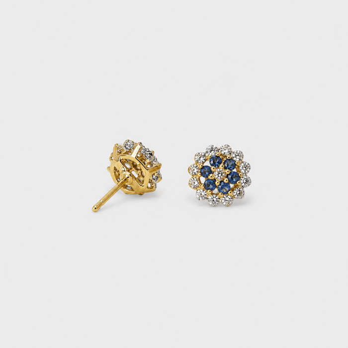Sunlit Petal Studs (Sapphire) - Monis Anas Jewellers