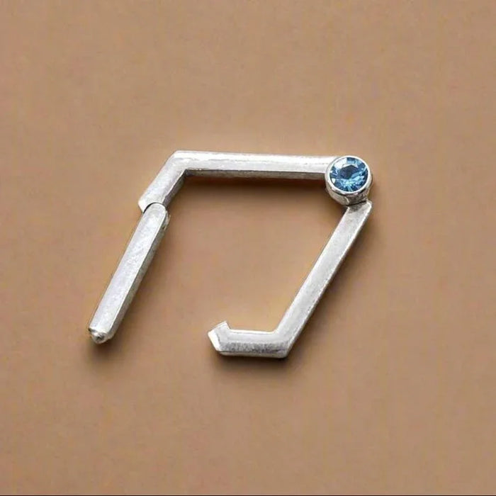 Swiss Blue Topaz Triangle Clasp: 925 Sterling Silver Handmade