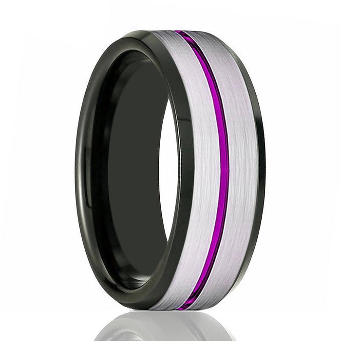 SWOOSH — hero shot — men's tungsten carbide wedding ring | Aydins Jewelry
