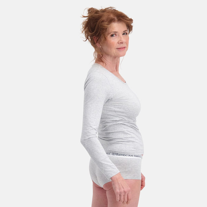 Bamboo Basics - T-shirts lange mouw Lara  - Light Grey Melange