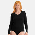 Bamboo Basics - T-shirts lange mouw Liv V-hals  - Zwart