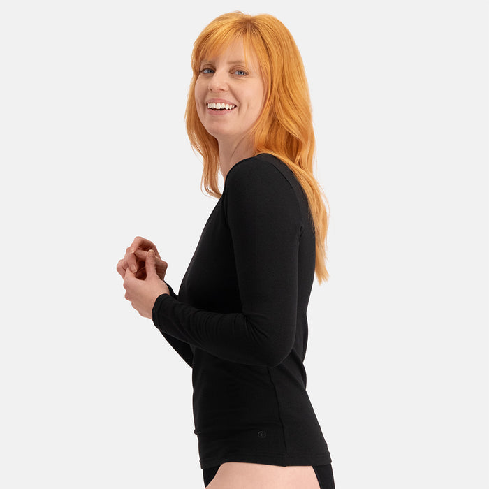 Bamboo Basics - T-shirts lange mouw Liv V-hals  - Zwart