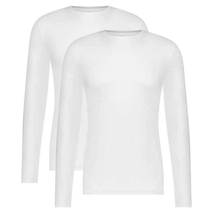 Bamboo Basics T-shirts lange mouw Ralph ronde hals  – Wit - pack shot