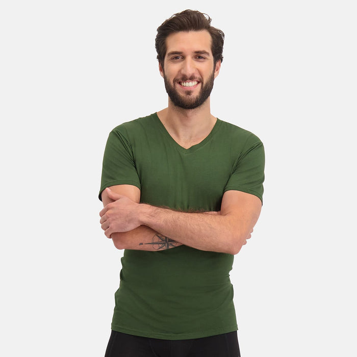 Bamboo Basics - T-Shirts Velo V-hals  - Army