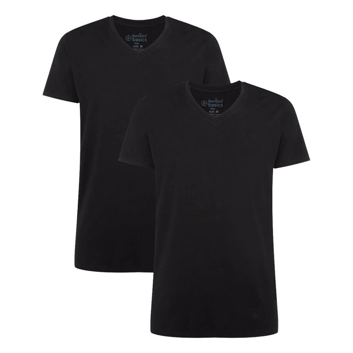 Bamboo Basics T-Shirts Velo V-hals  - Zwart - pack shot