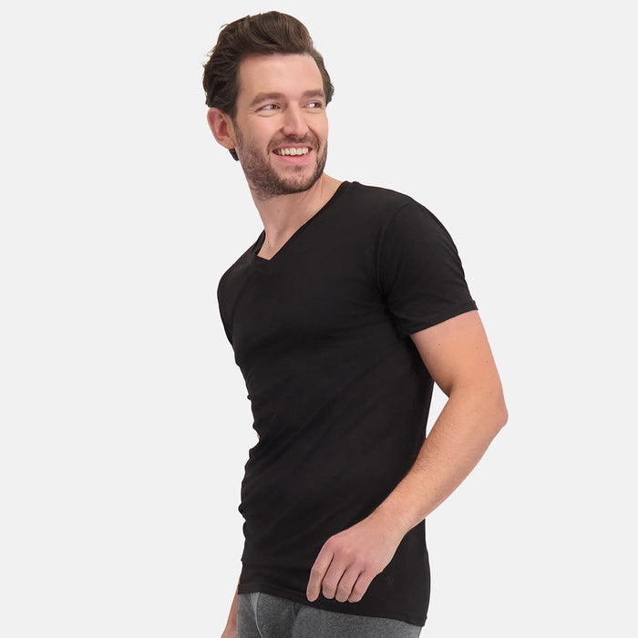 Bamboo Basics - T-Shirts Velo V-hals  - Zwart
