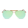 diff eyewear tahoe oversized aviator sunglasses with a gold metal frame and dew drop blue mirror polarized front view
