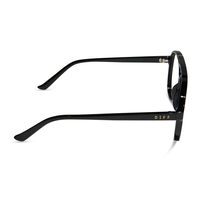 diff eyewear featuring the tatum aviator prescription glasses with a black frame side view