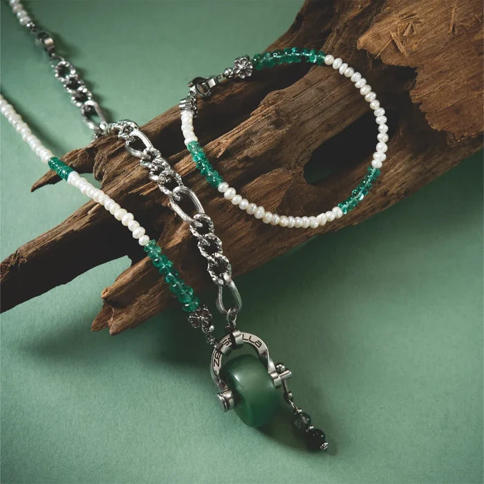 Taurus Emerald & Green Aventurine Necklace
