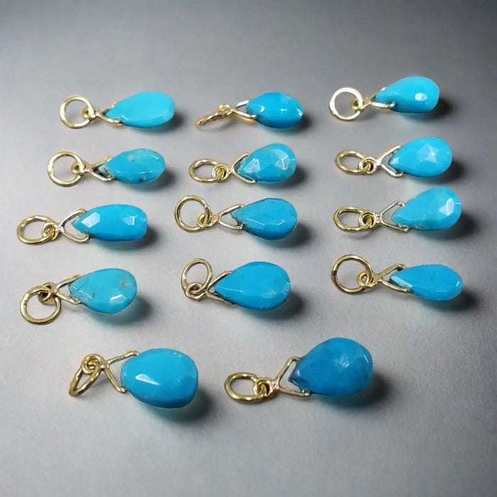 Teardrop 14k Gold Turquoise Pendant Charm For women - K Jewelry Accessories