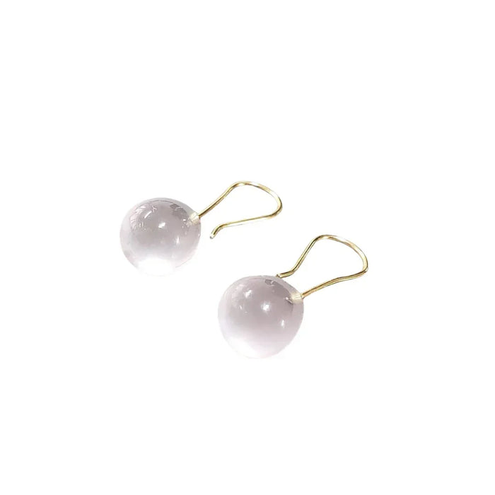 Teardrop Rose Quartz 14k Gold Earrings: Dainty Cabochon Gemstone - K Jewelry Accessories