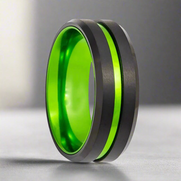 TESLA — hero shot — men's tungsten carbide wedding ring | Aydins Jewelry