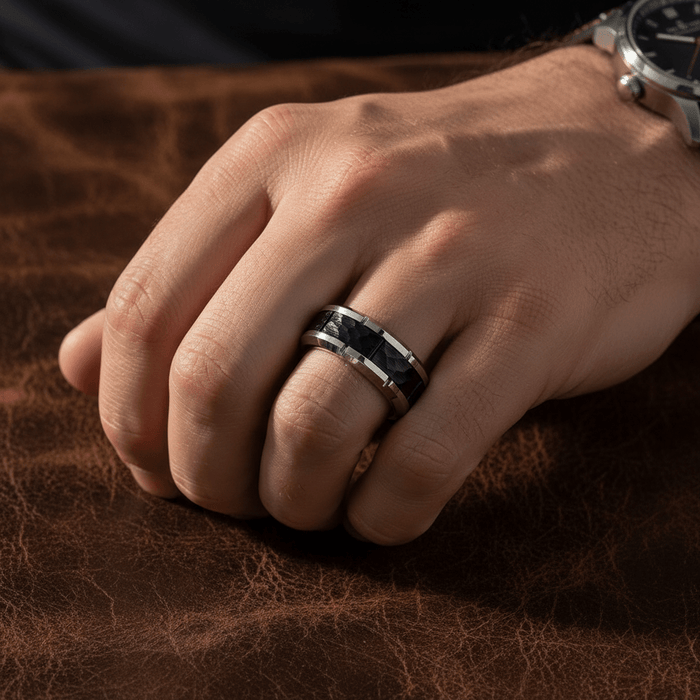 THYROS — lifestyle on hand — men's tungsten carbide wedding ring | Aydins Jewelry
