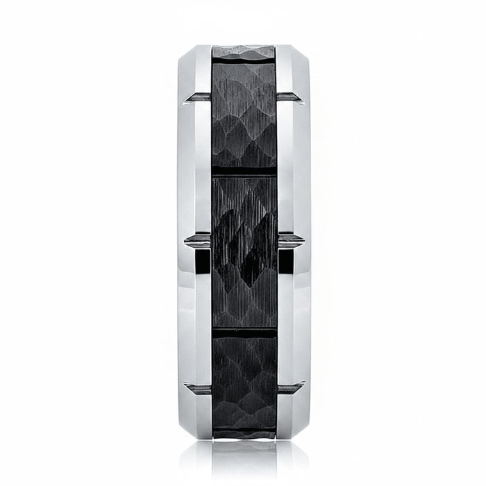 THYROS — angled view — men's tungsten carbide wedding ring | Aydins Jewelry