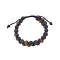 Tiger's Eye Black Onyx Lava Stone 7 Inch Adjustable Beaded Bracelet