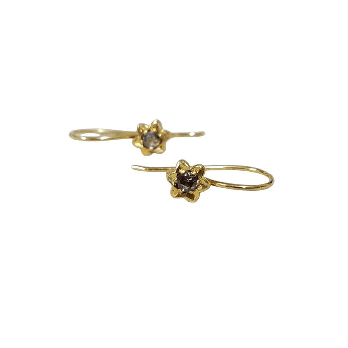 Tiny Rose Cut Diamond 18k Gold Earwire Earrings - K Jewelry Accessories