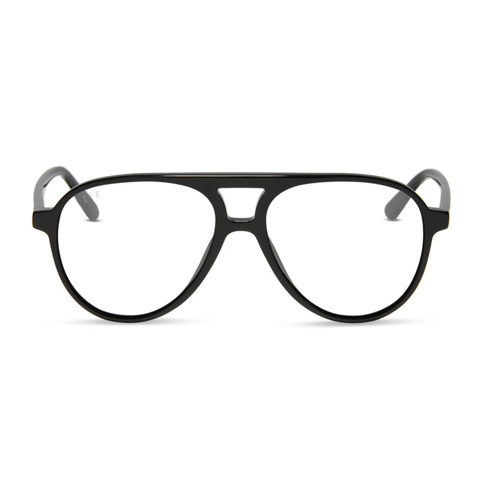diff eyewear featuring the tosca ii aviator prescription glasses with a black frame front view