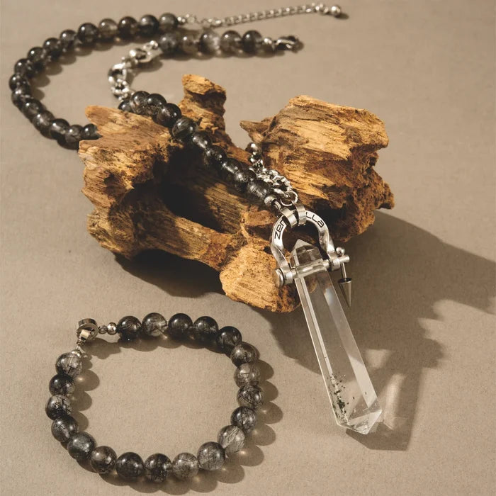 Trace Black Rutilated Quartz Necklace
