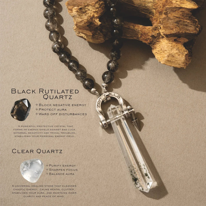 Trace Black Rutilated Quartz Necklace
