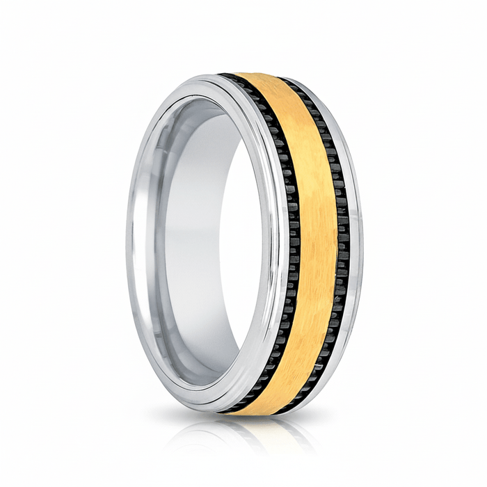 TREGAN — hero shot — men's tungsten carbide wedding ring | Aydins Jewelry