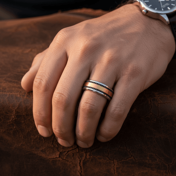TREGAN — lifestyle on hand — men's tungsten carbide wedding ring | Aydins Jewelry